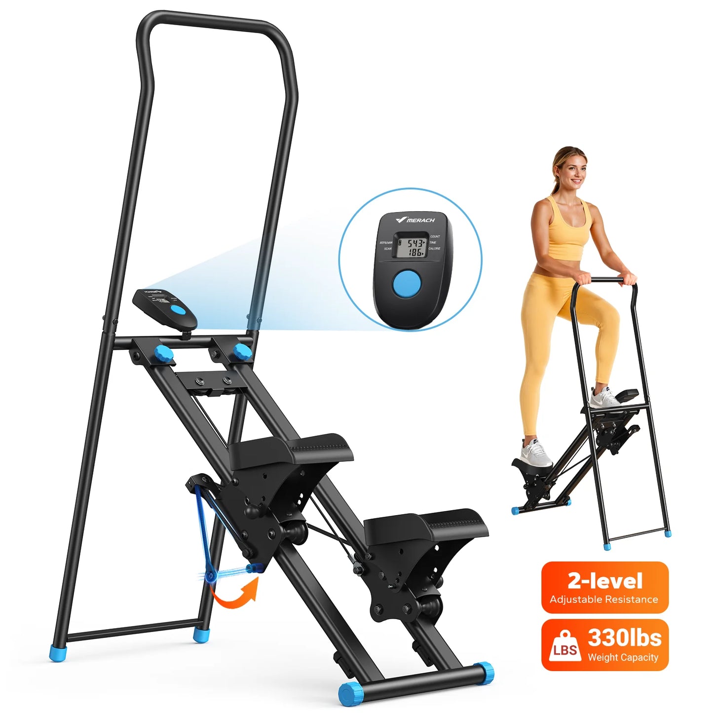 Merach Vertical Climber Stair Stepper For Home Gym Full Body Cardio High Intensity Workout Compact Space Saver