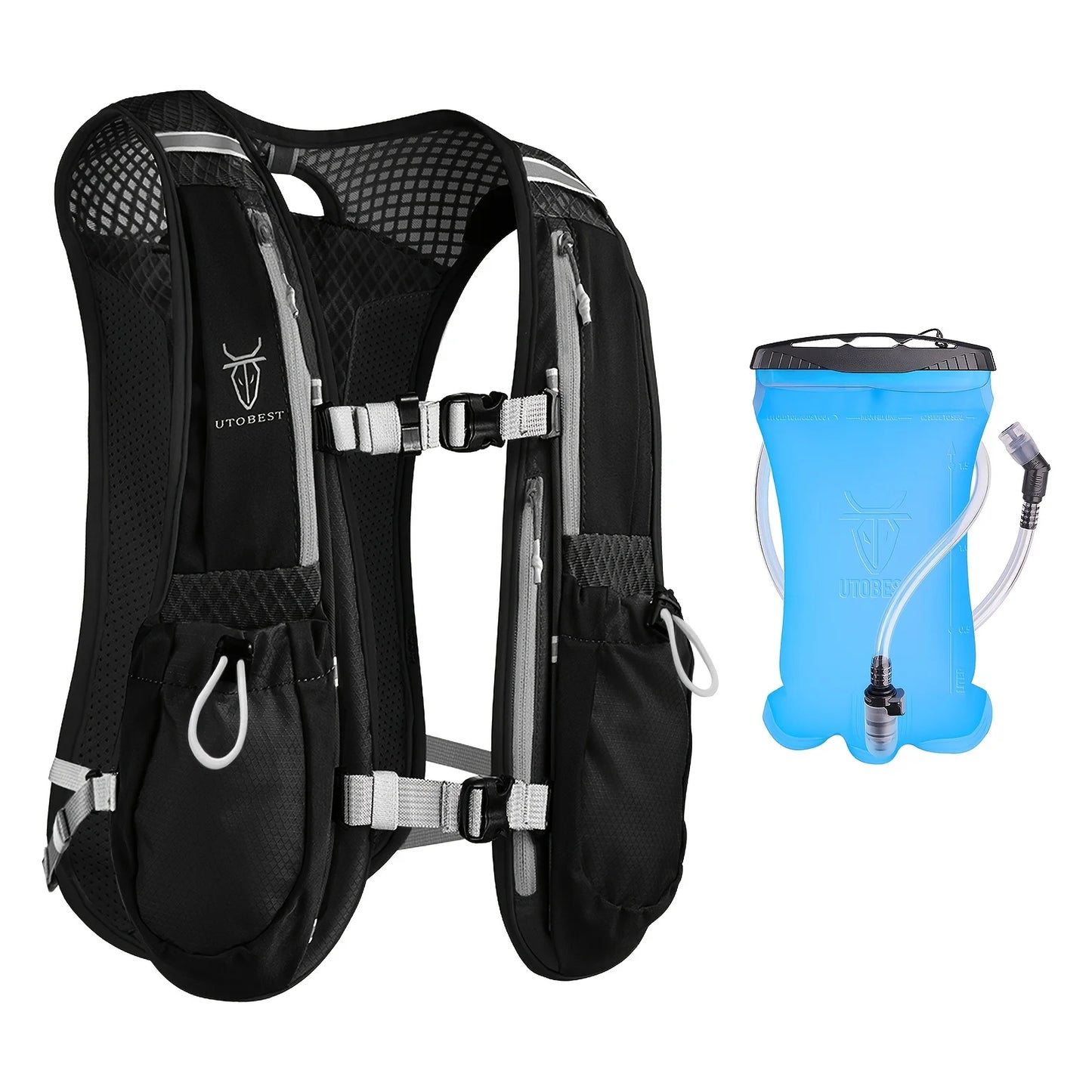 UTOBEST 2 Pack 5L Running Vest With 1.5L Hydration Reservoir Ultralight Multi Pocket For Camping And Fishing