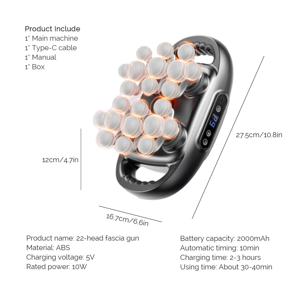 Foreverlily 22-Head Fascia Gun High-Frequency Massager