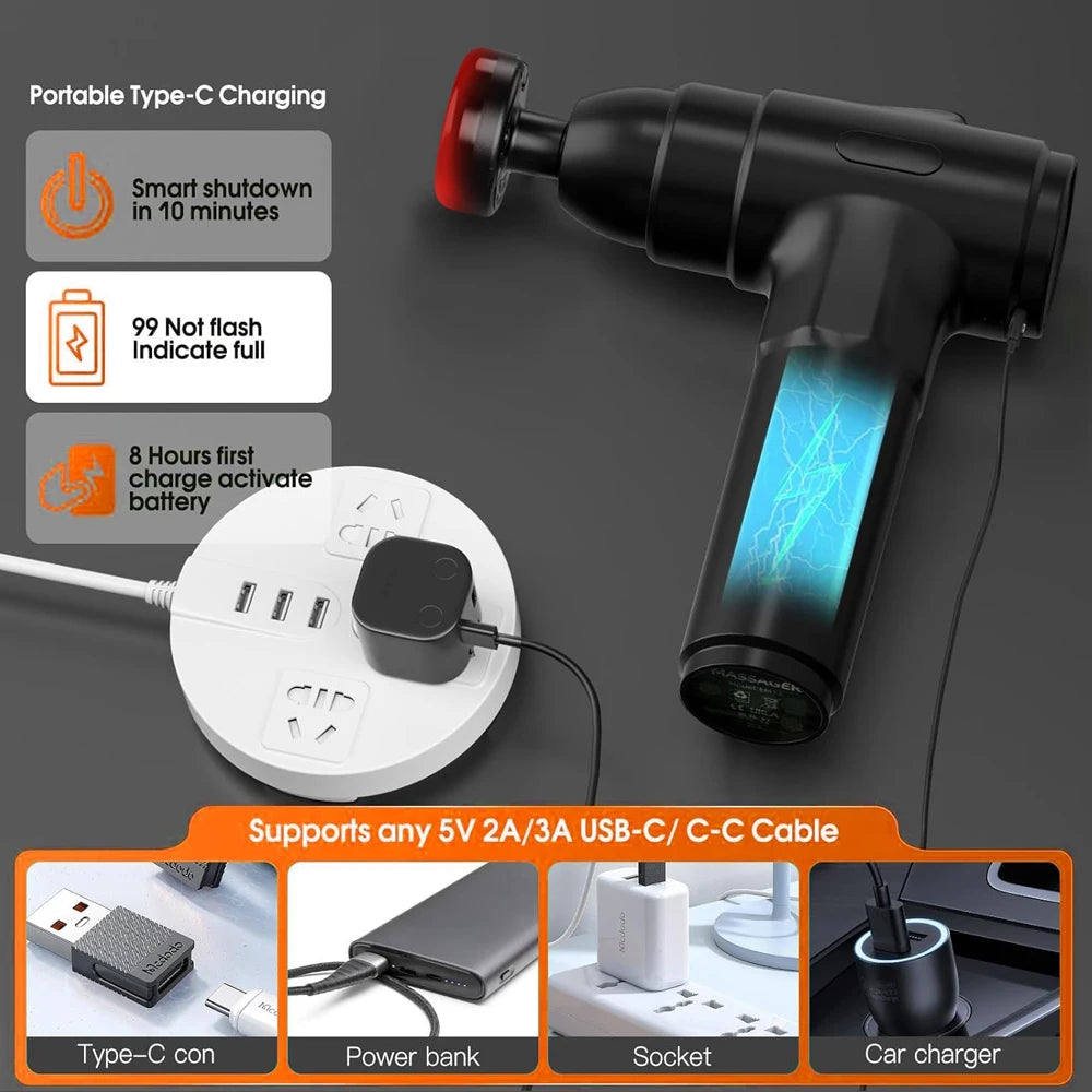 LINGTENG Heated Massage Gun Deep Tissue Percussion Massager