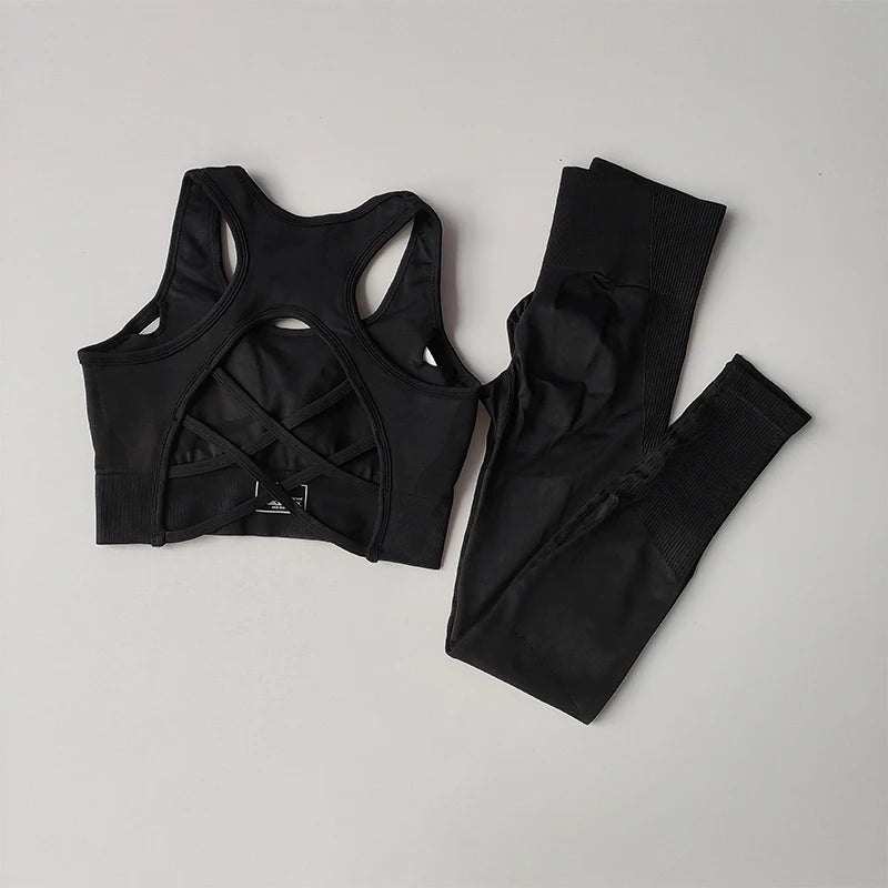 Women Sports Bra Set Yoga Leggings Tank Top 2 Piece