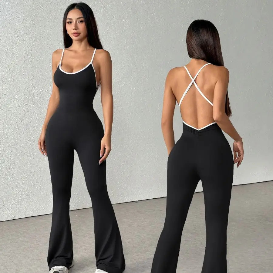 Oxychiefss Women One-Piece Yoga Jumpsuit Backless Bodysuits