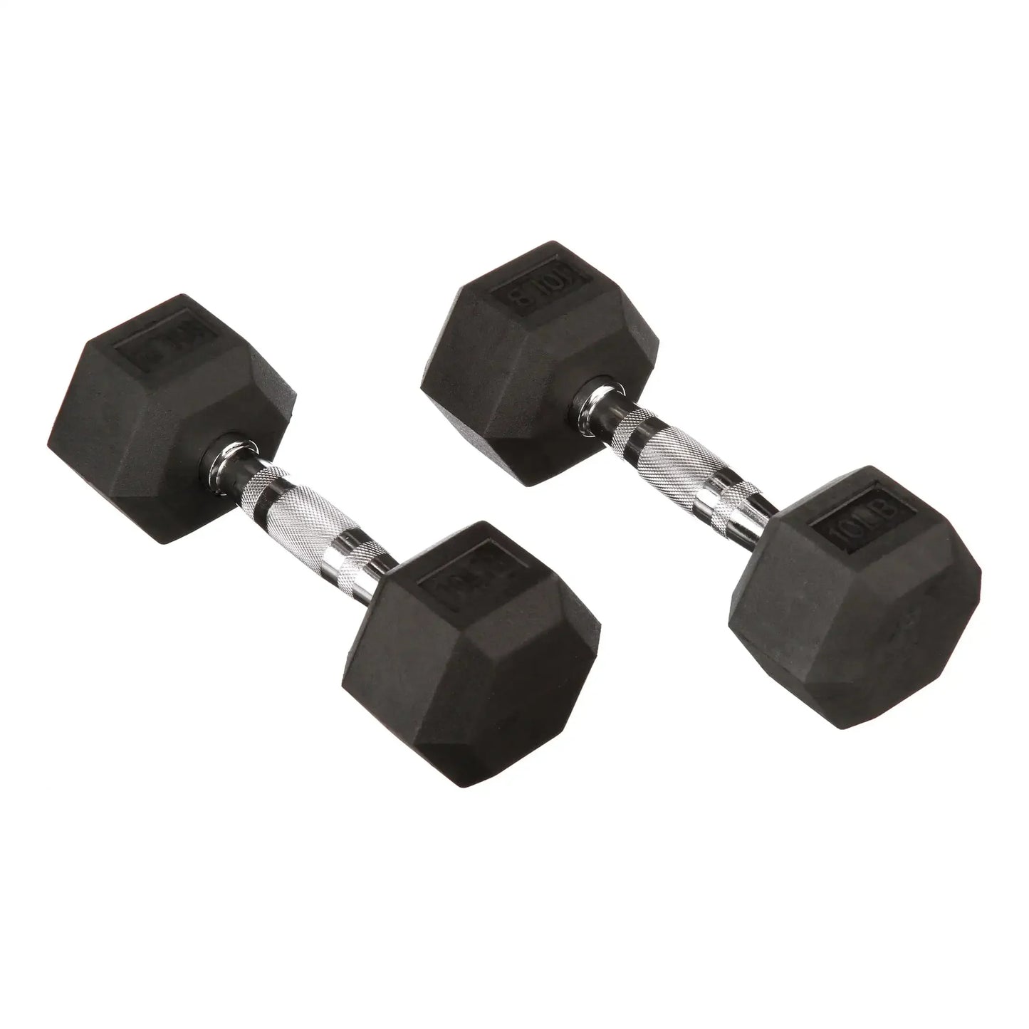 Rubber Encased Hex Dumbbells 10 Lb Pair For Strength Training