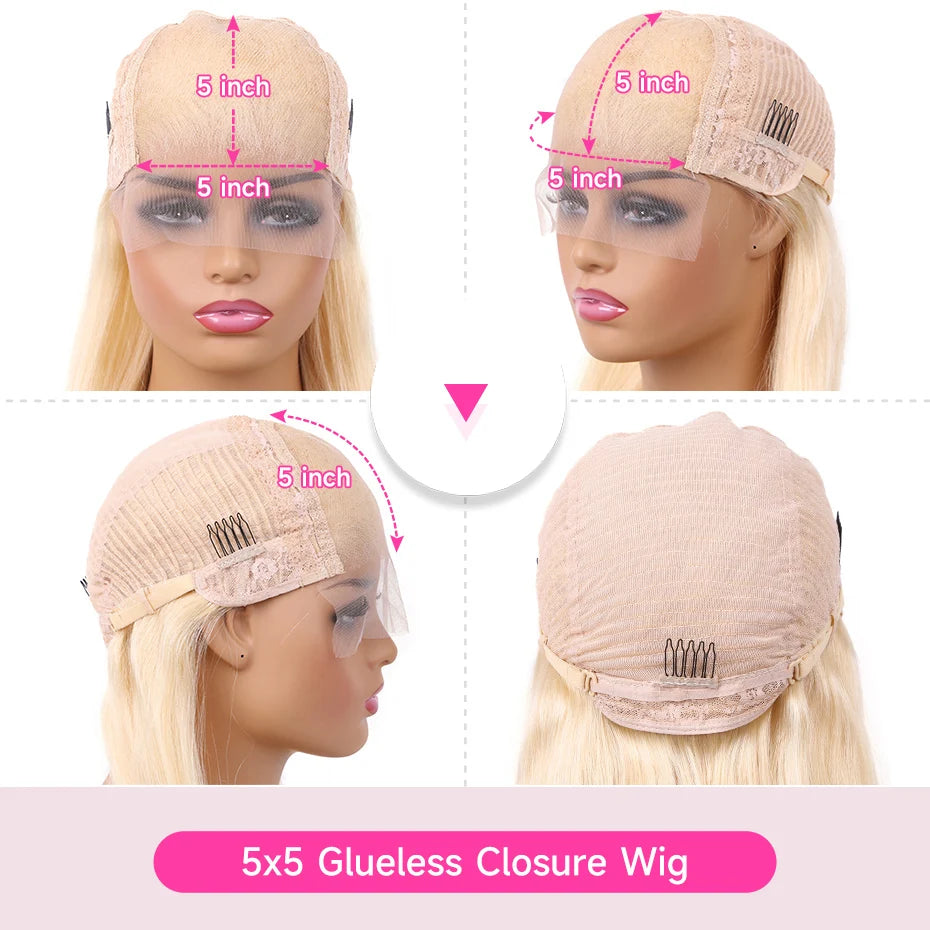 Lalabobo Brazilian Straight Lace Front Wig Remy Hair 180 Density 5x5 Glueless Frontal Lace Natural Hairline Swiss Lace