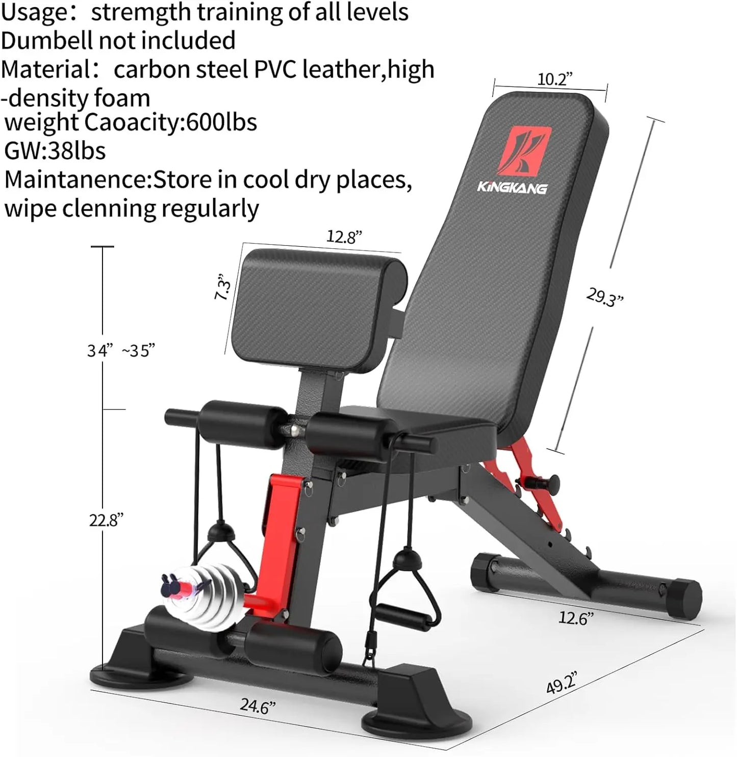 Foldable 14 In 1 Dumbbell Bench Pre Assembled 1000 Lbs 6 Adjustable Levels
