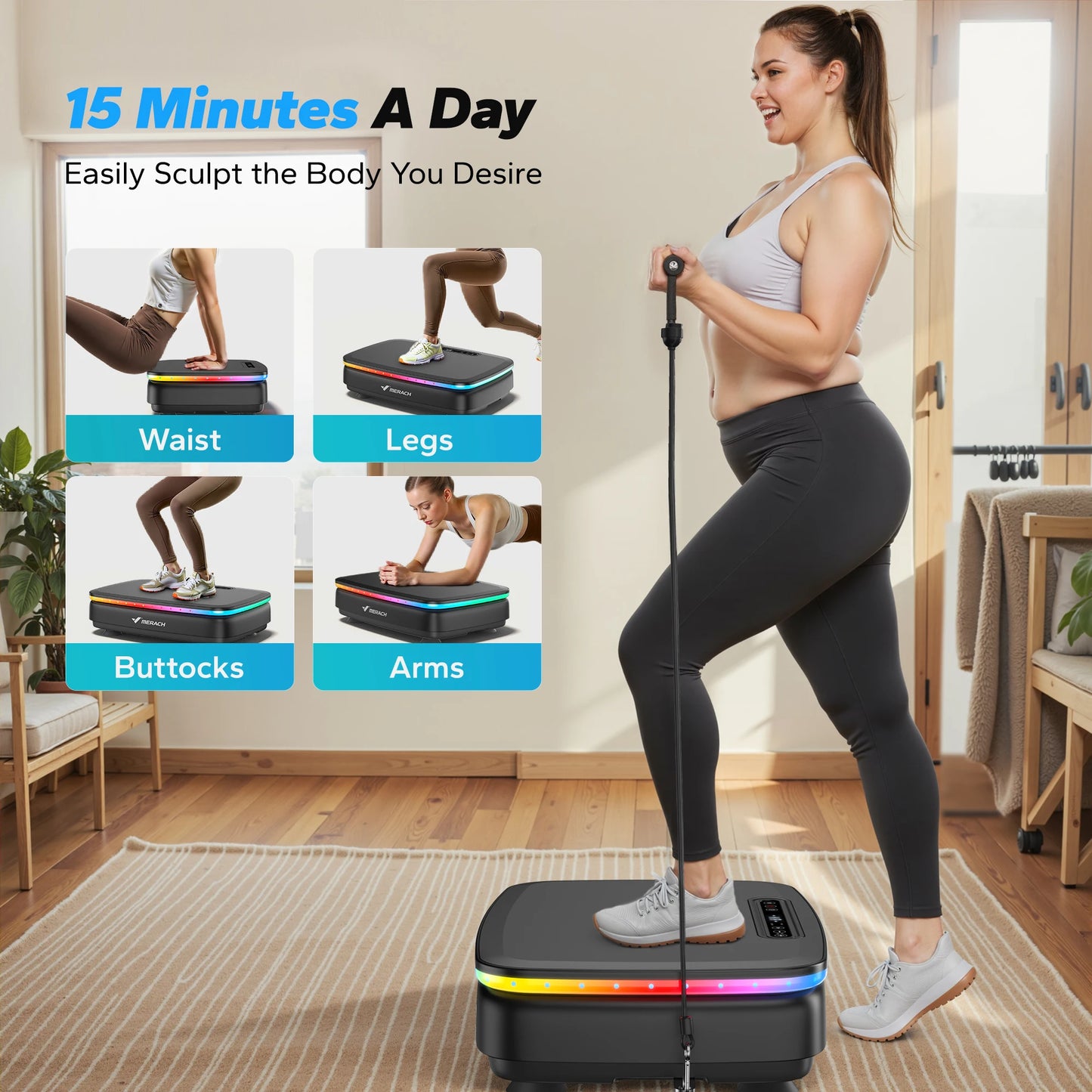 MERACH Vibration Plate Exercise Machine For Whole Body Workout With 7 Automatic Modes And 99 Speed Levels
