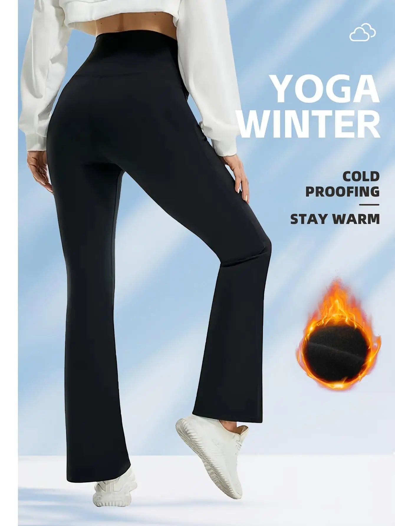 Women's Fleece-Lined High-Waist Yoga Pants With Pockets Bootcut