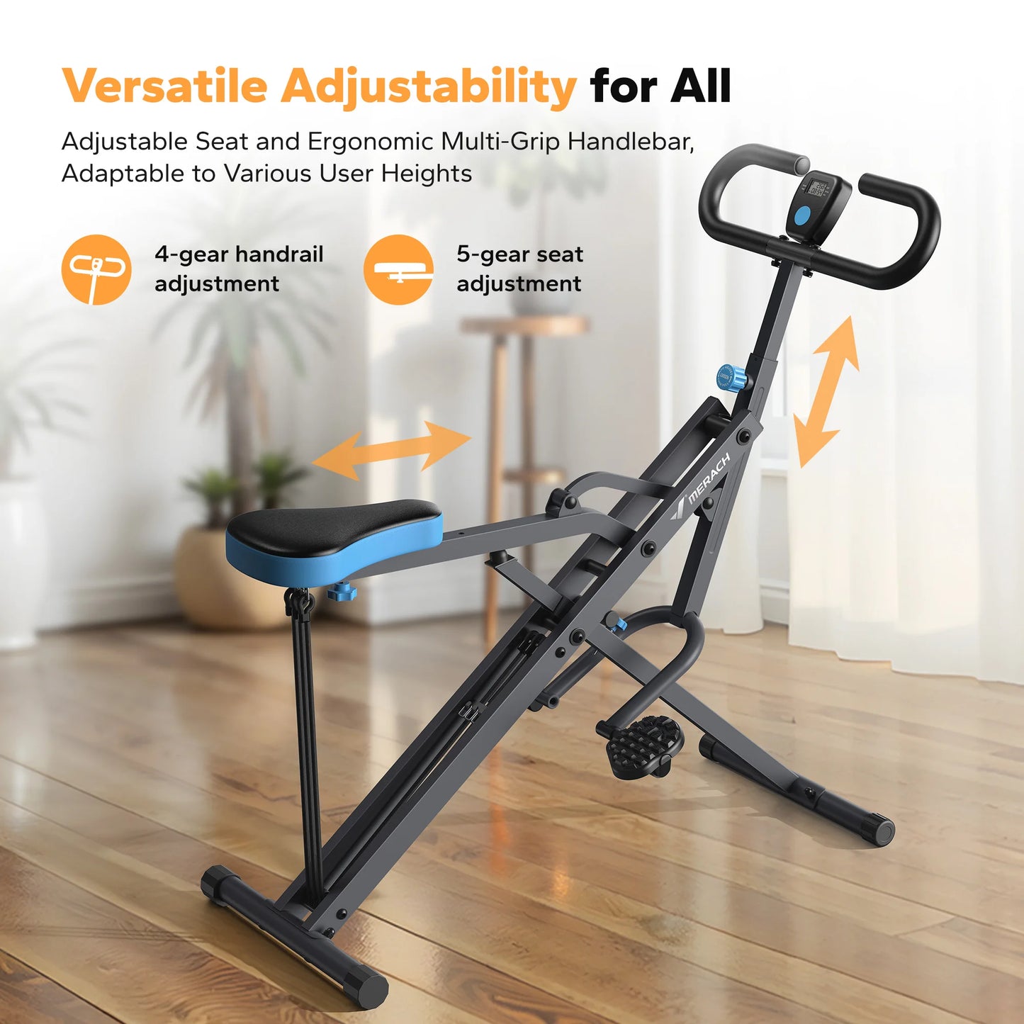 Merach 2in1 Squat And Rowing Machine For Home Gym With Foldable Frame And Real Time Feedback LCD Display