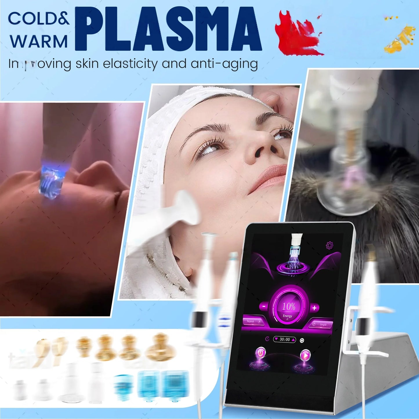 MYOSLIM 8 In 1 Plasma Beauty Machine With Cold Warm Ozone Microdermabrasion