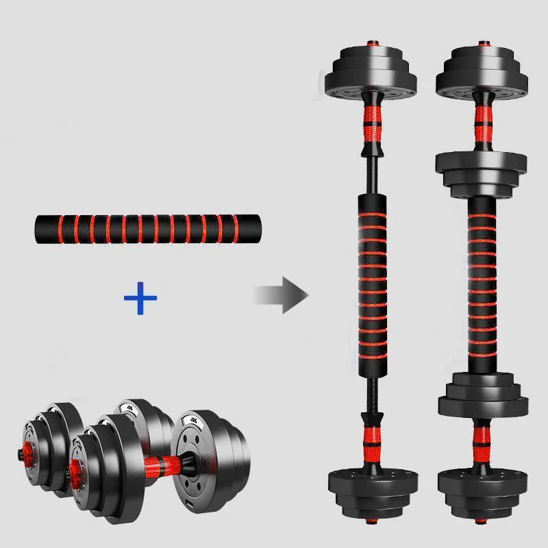 Adjustable Dumbbell To Barbell Set With Anti Slip Grip