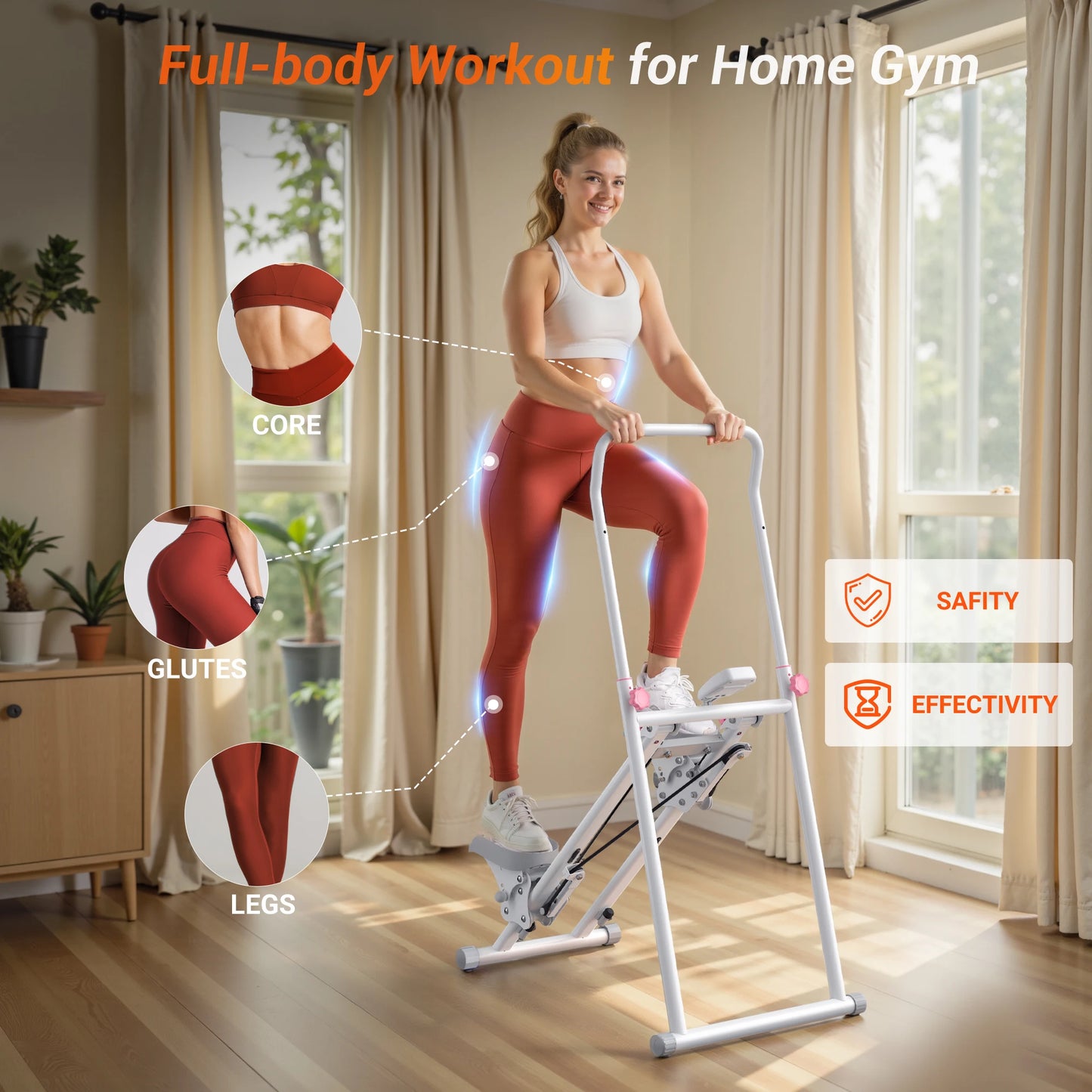 Merach Vertical Climber Stair Stepper For Home Gym Full Body Cardio High Intensity Workout Compact Space Saver