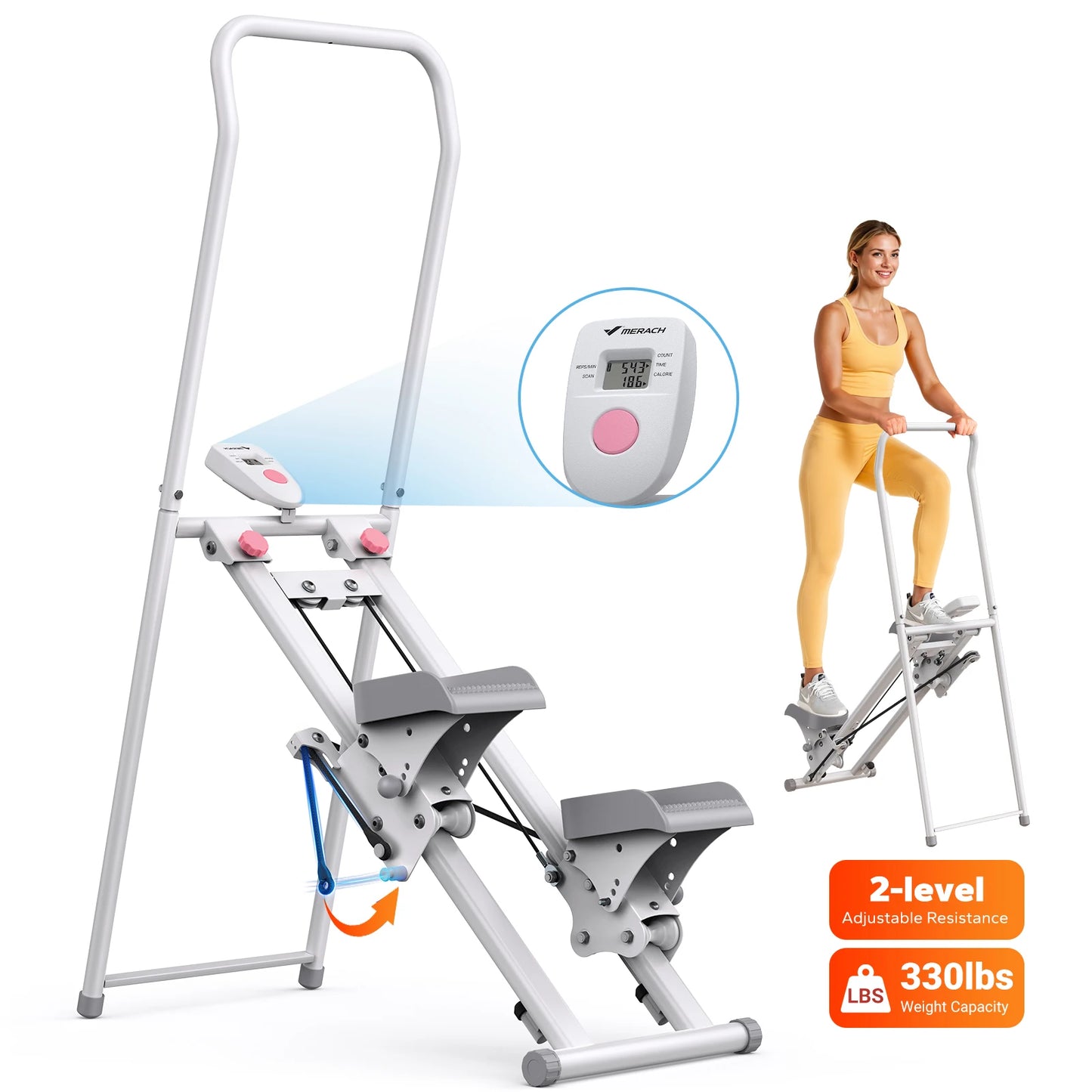 Merach Vertical Climber Stair Stepper For Home Gym Full Body Cardio High Intensity Workout Compact Space Saver
