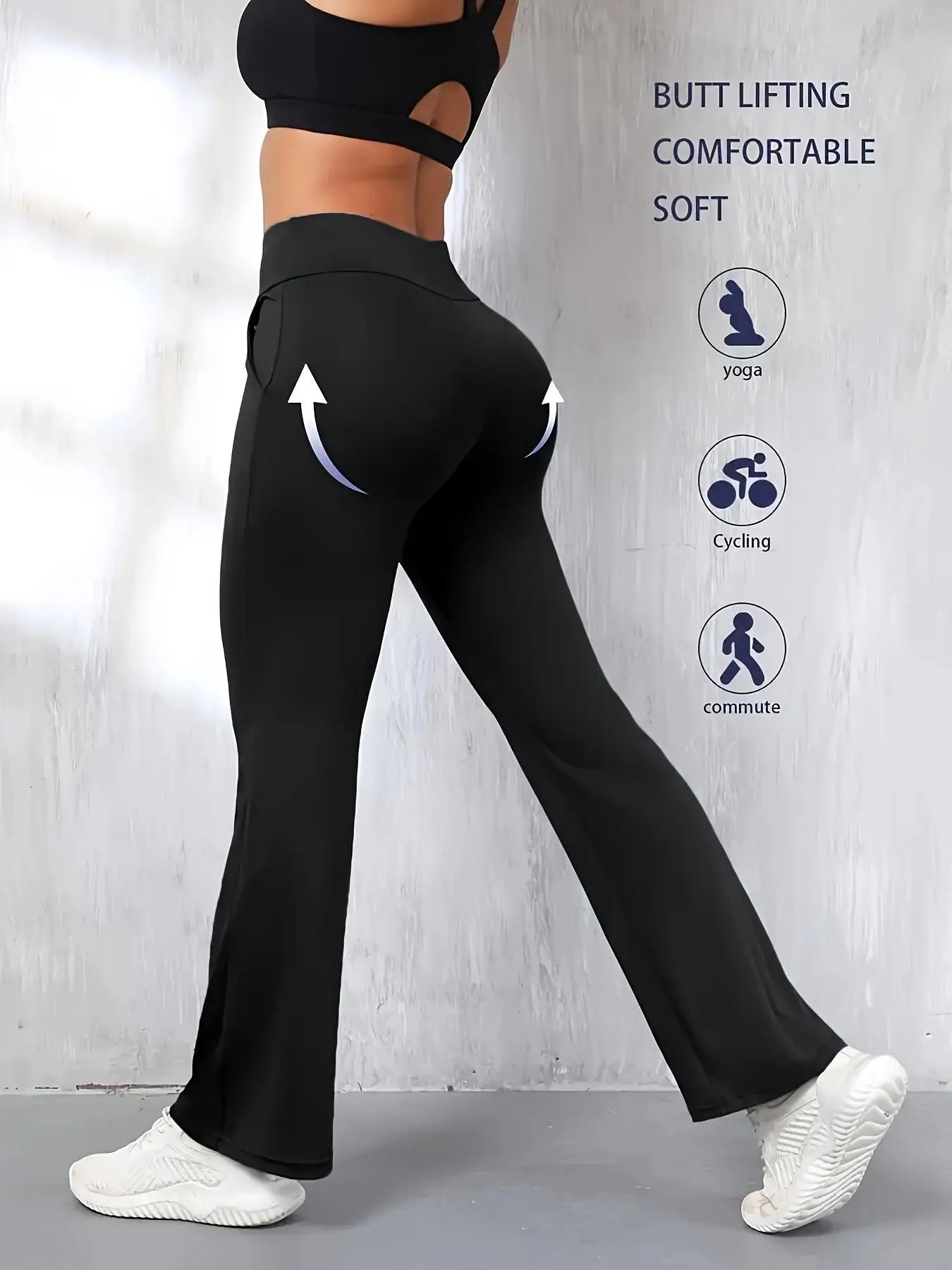 Women's Fleece-Lined High-Waist Yoga Pants With Pockets Bootcut