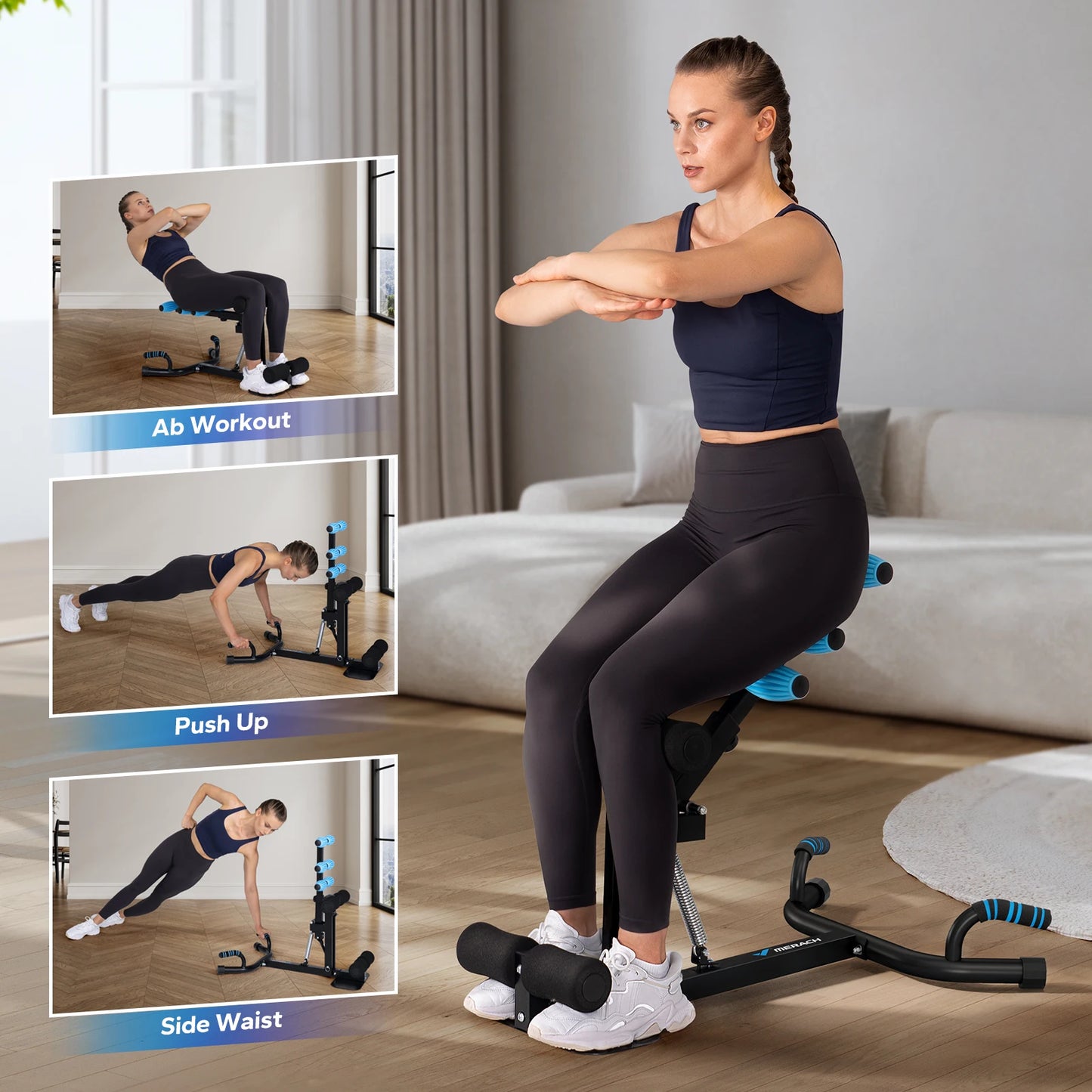 Merach Deep Squat Machine Adjustable Glutes Trainer 2 In 1 Lower Body Stability And Push Up Workout