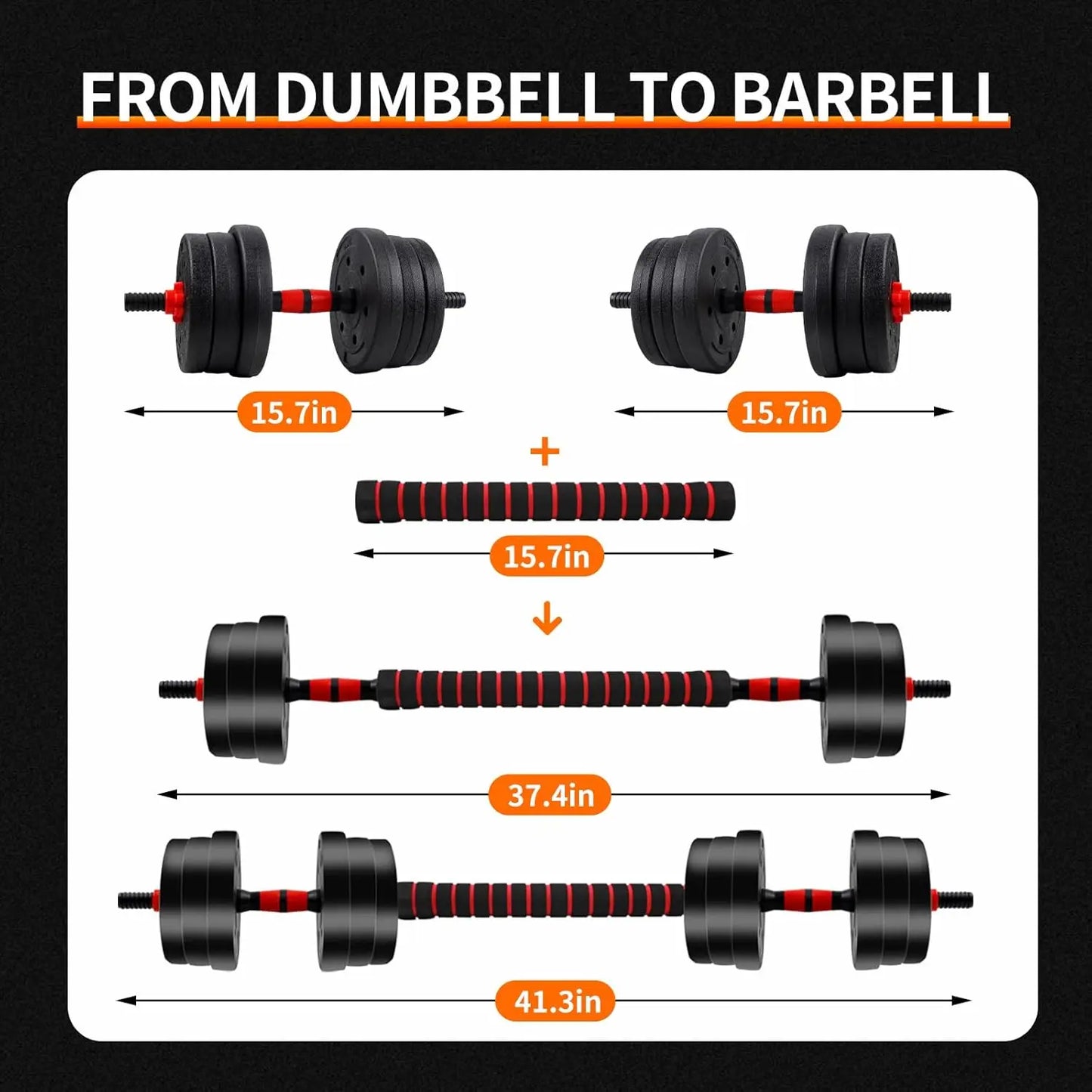 Adjustable Dumbbell To Barbell Set With Anti Slip Grip