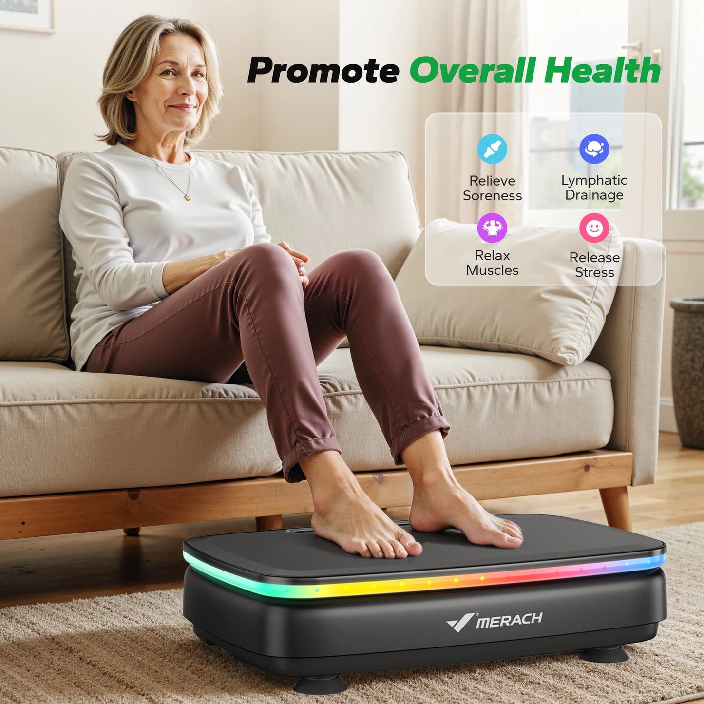 MERACH Vibration Plate Exercise Machine For Whole Body Workout With 7 Automatic Modes And 99 Speed Levels