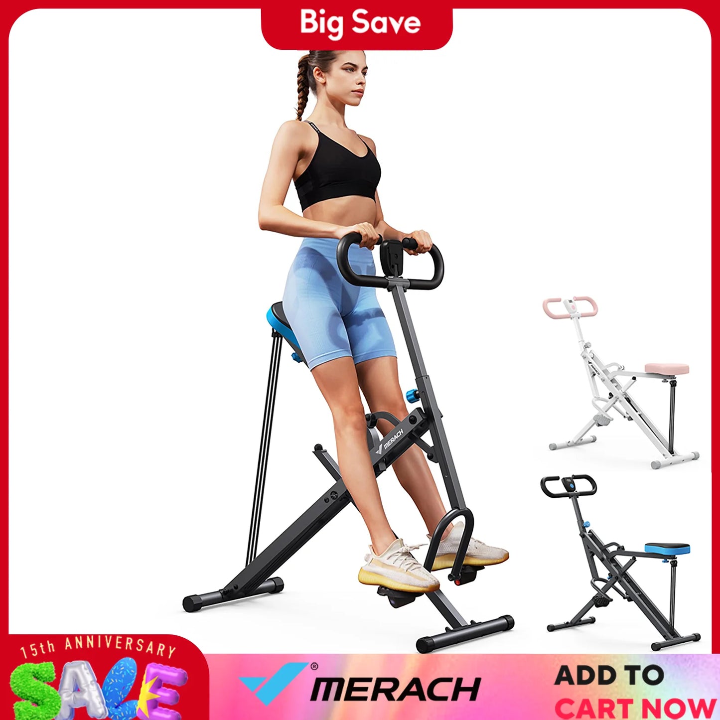 Merach 2in1 Squat And Rowing Machine For Home Gym With Foldable Frame And Real Time Feedback LCD Display
