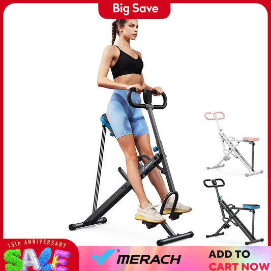 Merach 2in1 Squat And Rowing Machine For Home Gym With Foldable Frame And Real Time Feedback LCD Display