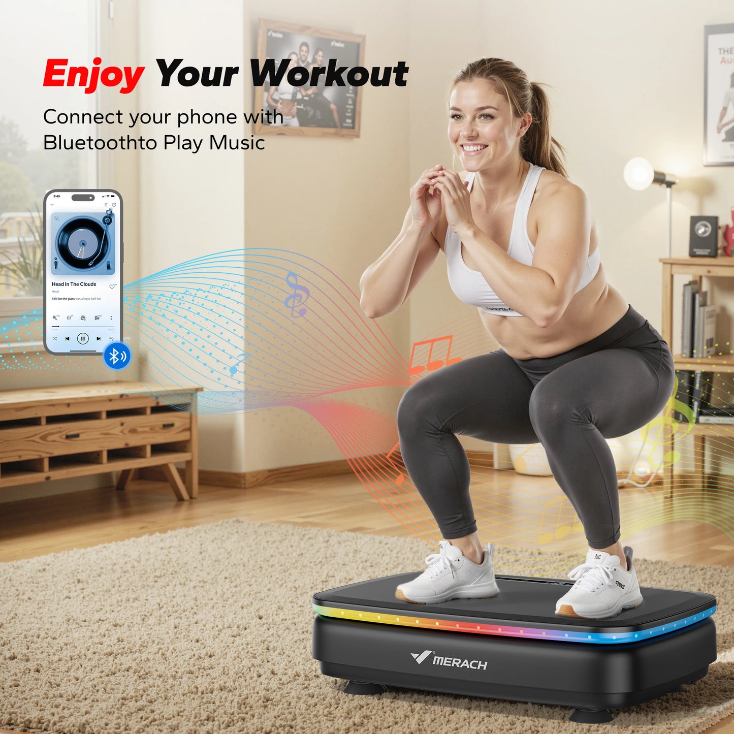 MERACH Vibration Plate Exercise Machine For Whole Body Workout With 7 Automatic Modes And 99 Speed Levels