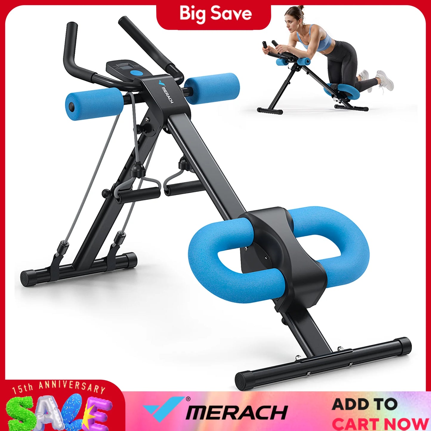 MERACH Ab Machine Adjustable Trainer Foldable For Abdominal Core Total Body Conditioning At Home