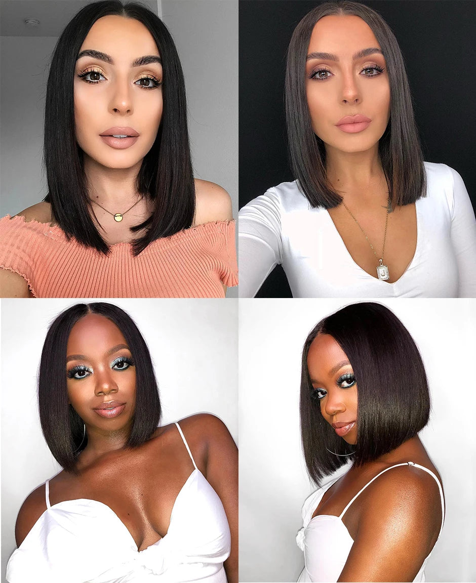 PICKU Glueless Bob Wig Remy Human Hair Ready To Wear