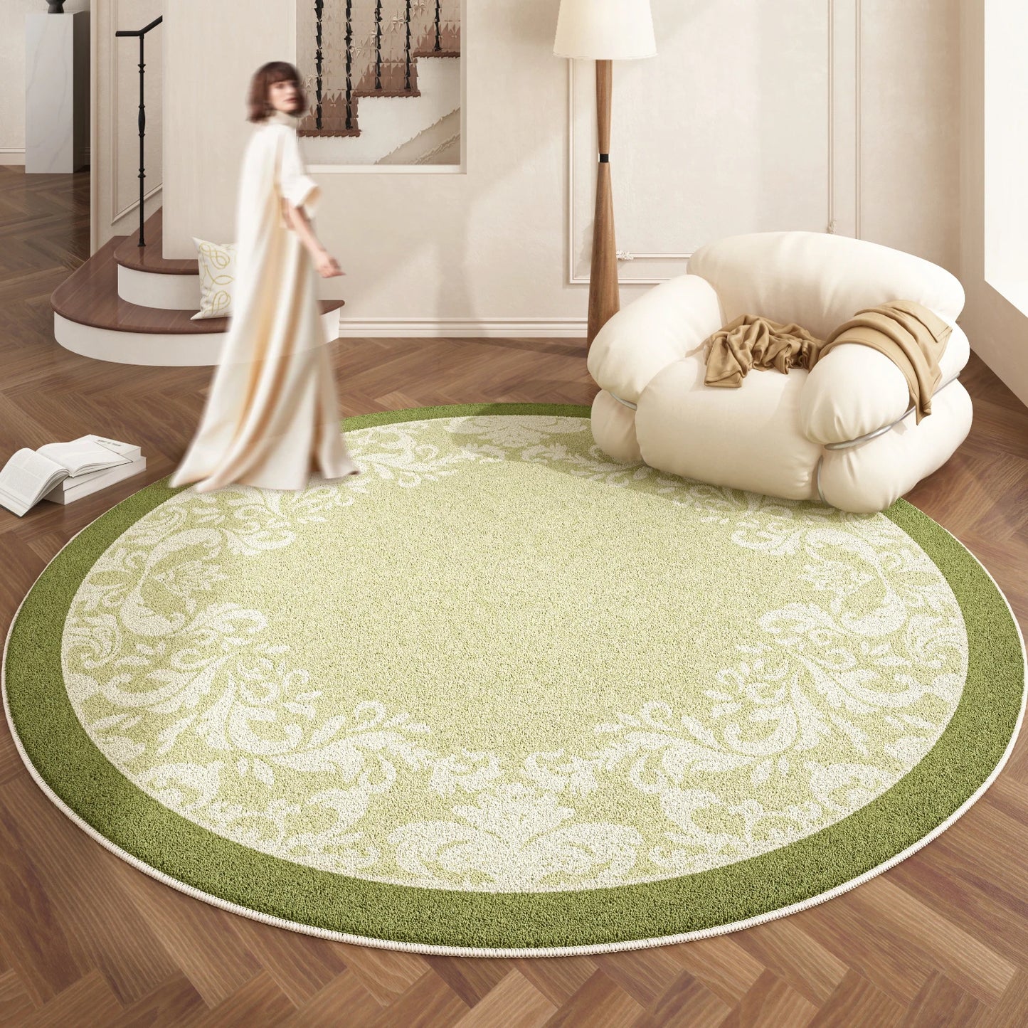 European Style Plush Round Rug for Living Room Bedroom