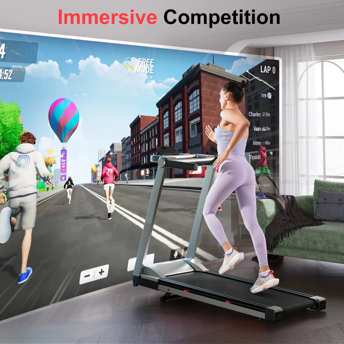 Superun Foldable Incline Treadmill Walking Pad With 6 Percent Incline 112x42 cm Platform Touchscreen App Data Monitoring