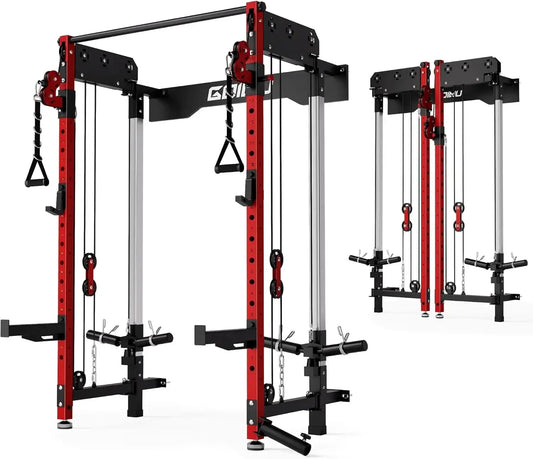WM3 V4 Folding Squat Rack Wall Mounted Power Rack With Dual Independent Pulleys
