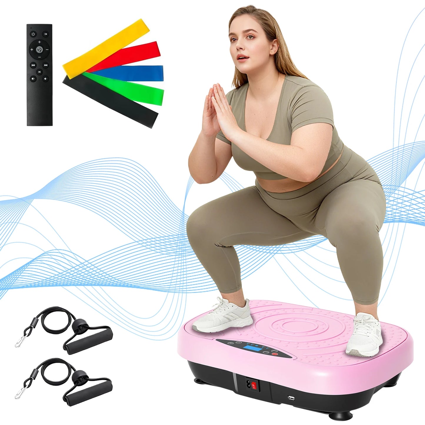 Whole Body Vibration Plate Exercise Machine With Bluetooth Resistance Bands