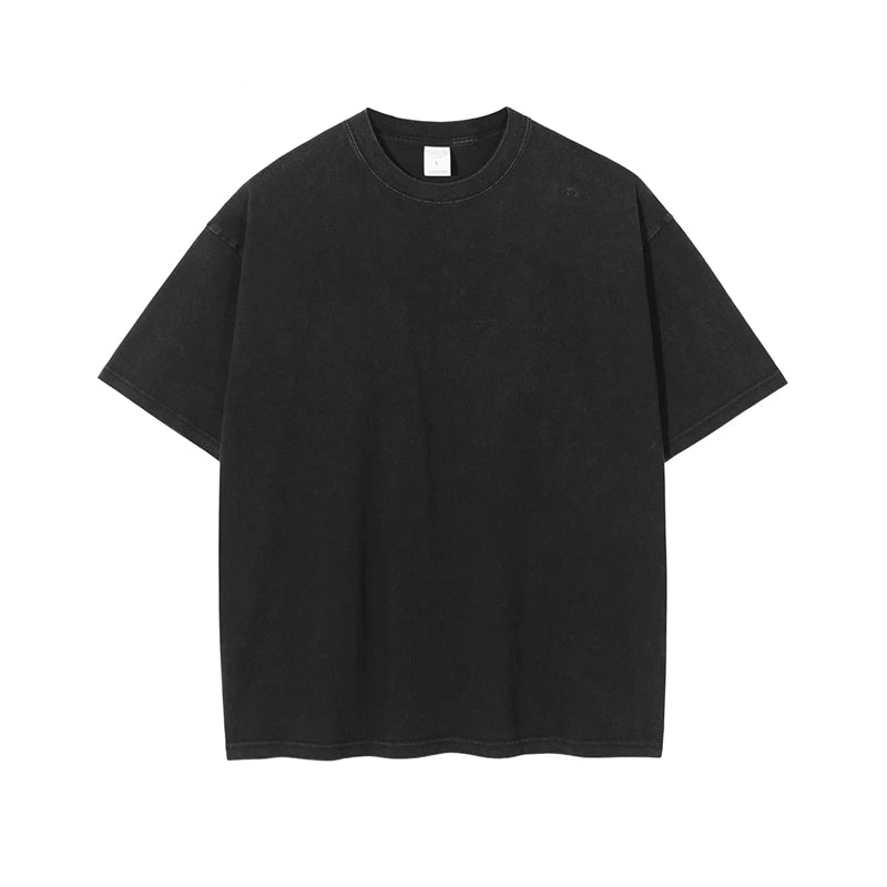 ZODF Basic Solid Washed Cotton Tee For Men Unisex Streetwear