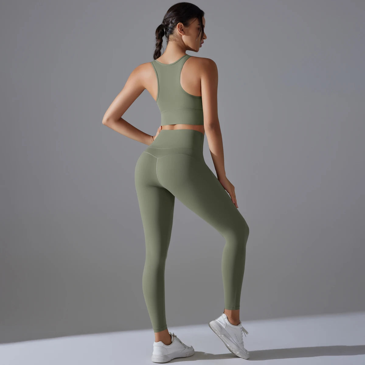 Yoga Set Women's Tracksuit Crop Top Shockproof Sports Bras Gym