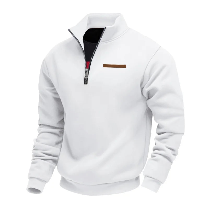 Men's Autumn Winter Heavy Fleece Hoodie Half Zip Stand Collar