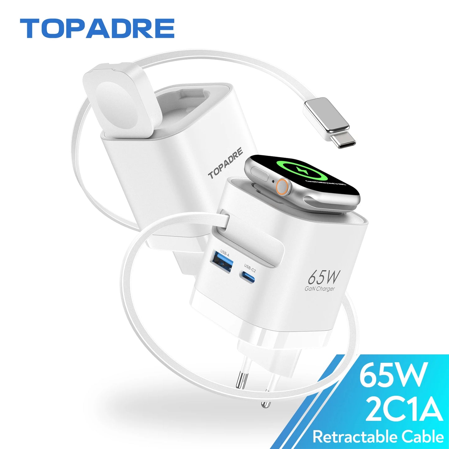 TOPADRE 65W Wireless Charger For Apple Watch MacBook iPhone