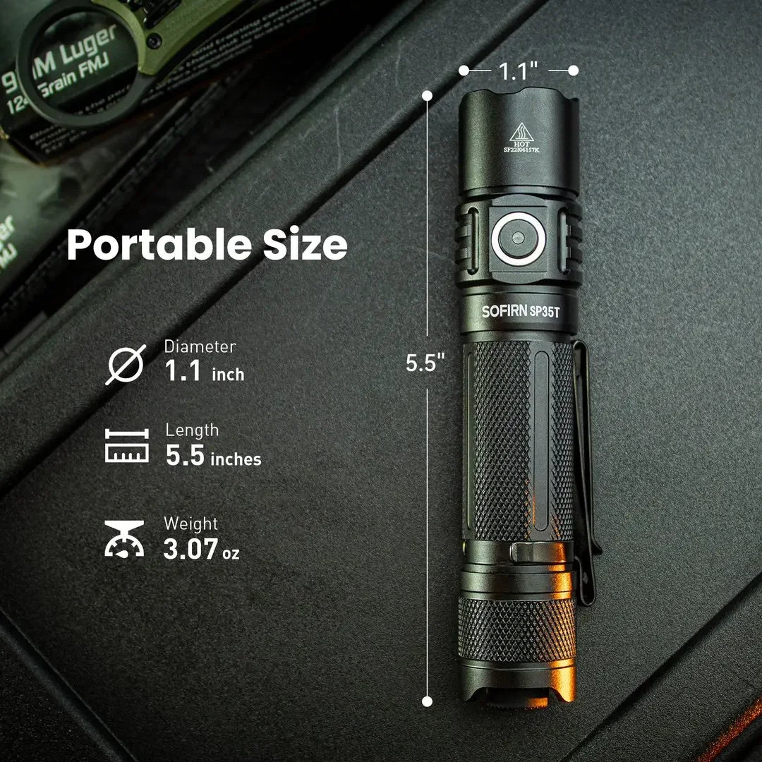 Sofirn SP35T 3800lm Tactical 21700 USB C Rechargeable Flashlight with XHP50 LED Pro