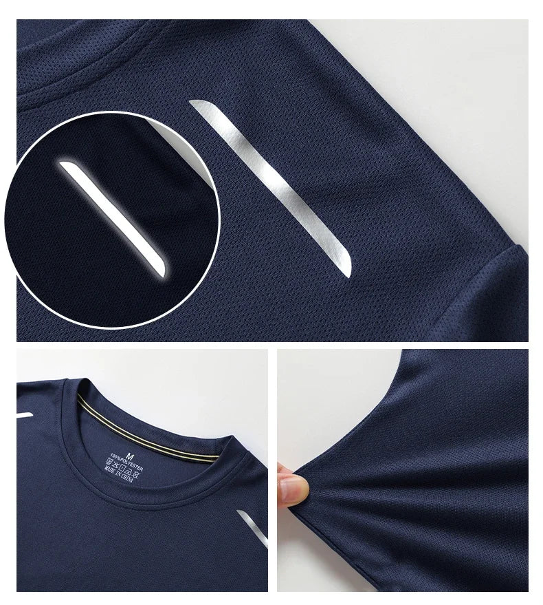 Ippolich Reflective Sport Gym T Shirt Men Quick Dry Top