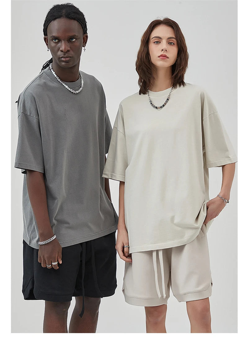 ZODF Basic Solid Washed Cotton Tee For Men Unisex Streetwear