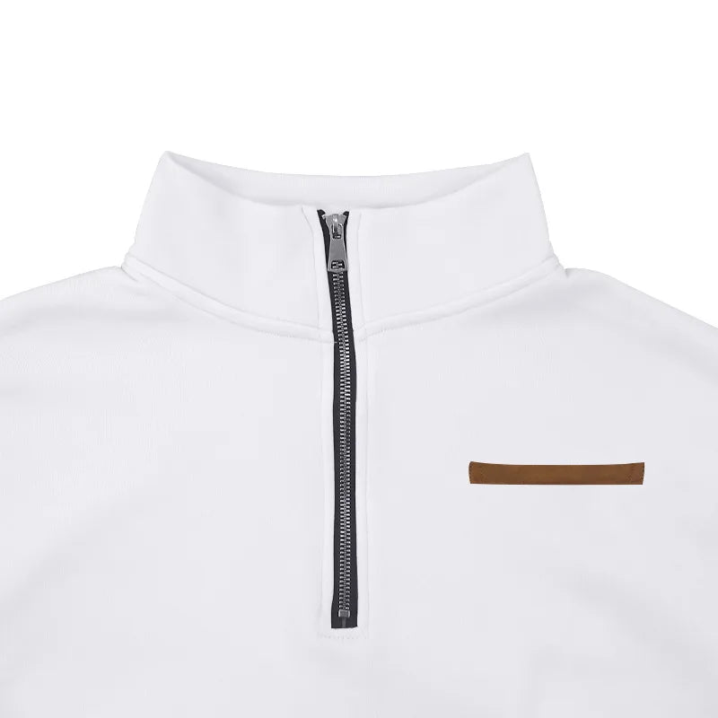 Men's Autumn Winter Heavy Fleece Hoodie Half Zip Stand Collar