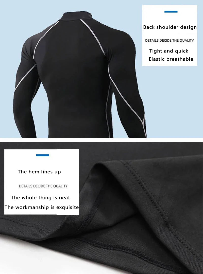 Mens Turtleneck Compression Shirt For Gym Performance Dry Rash Guard