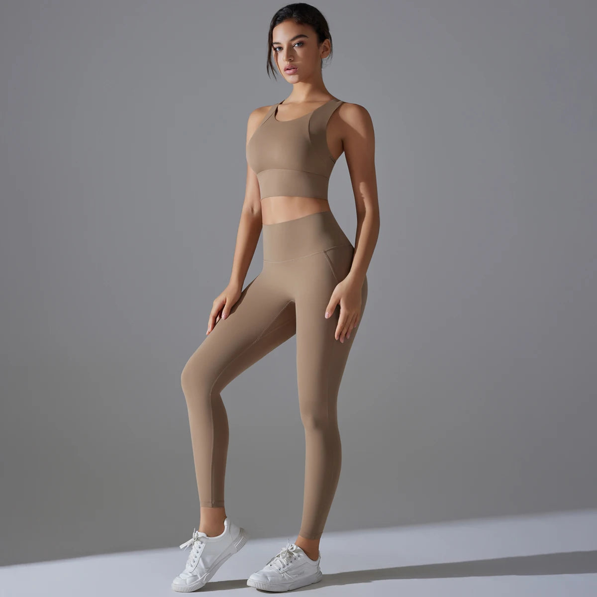 Yoga Set Women's Tracksuit Crop Top Shockproof Sports Bras Gym