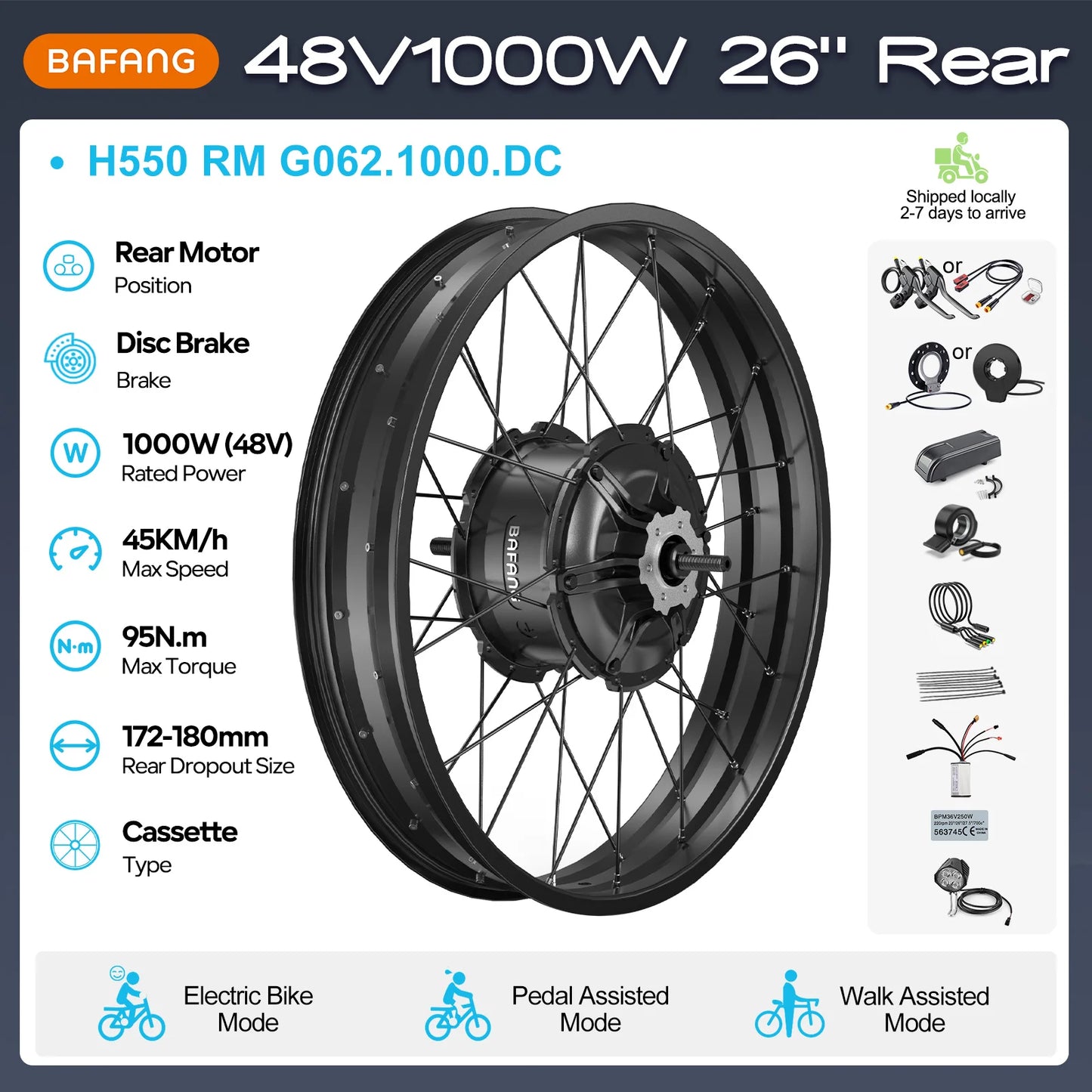 Bafang Varstrom Rear Hub Motor Ebike Kit 500W 65Nm Torque 36V Or 48V Fits 135-142mm Dropout