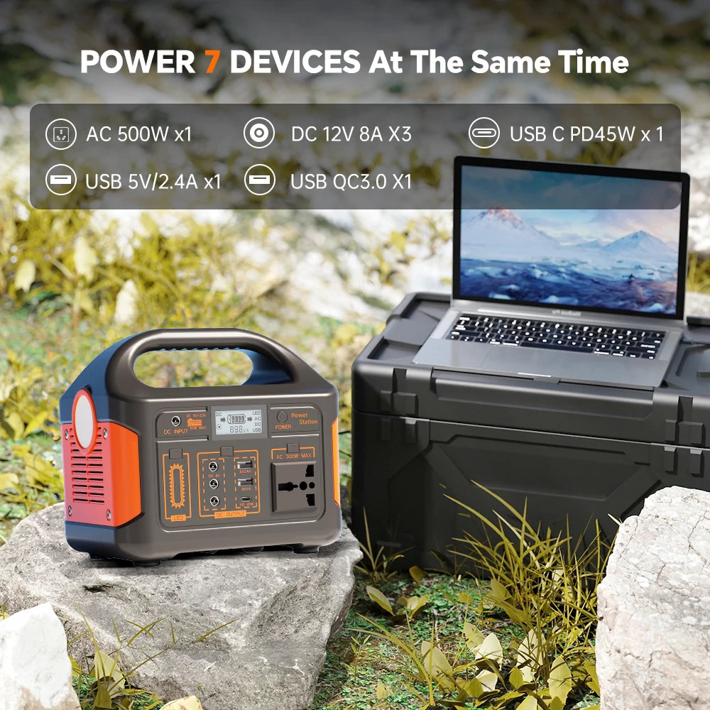 GaiaRay Portable Solar Generator 460.8Wh LiFePO4 Battery 110V