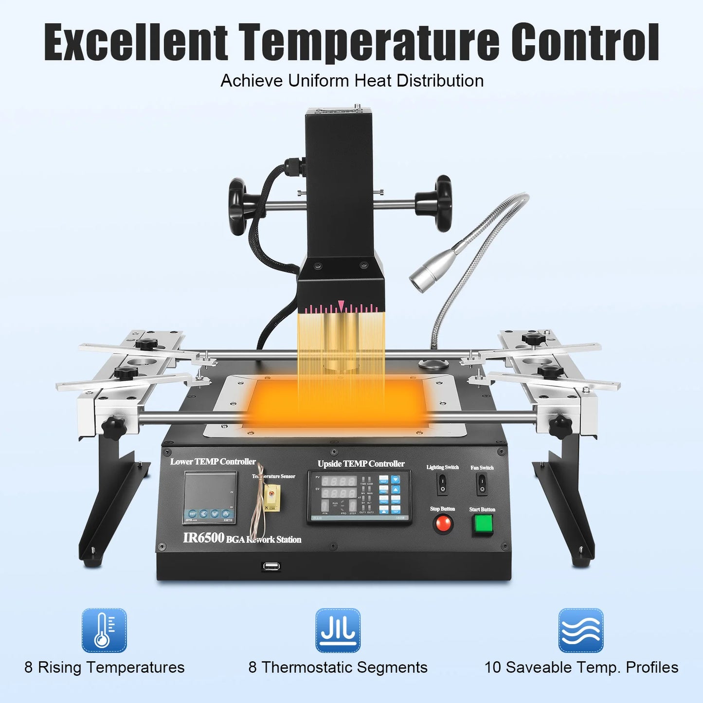 1250W USB Powered Soldering Rework Station for Laptop and Desktop Motherboard Repair with Dual Zone Temperature Control