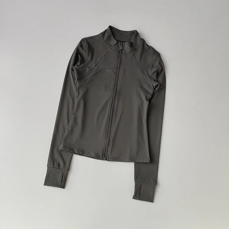 Women's Windproof Yoga Jacket Stand Collar Long Sleeve Running Top