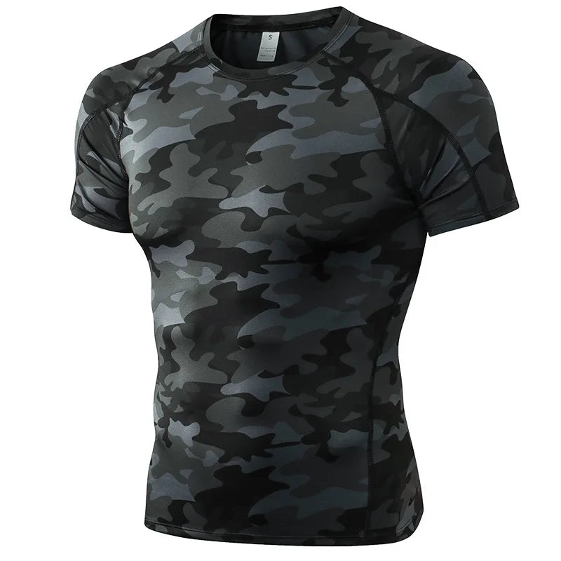 Yuerlian Elastic Men Running Quick Dry Fitness Shirt