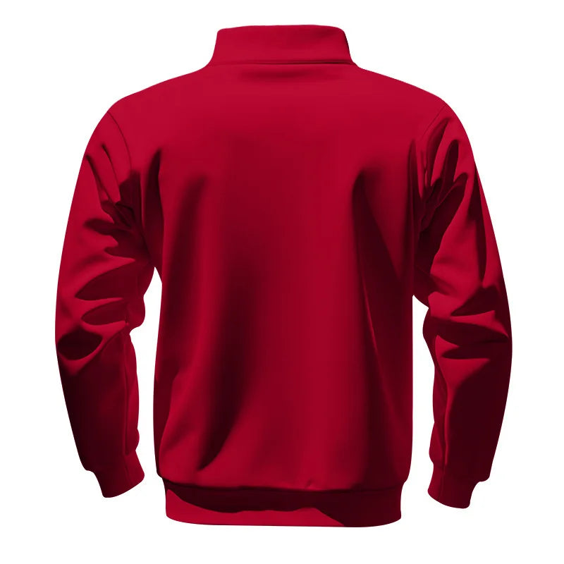 Men's Autumn Winter Heavy Fleece Hoodie Half Zip Stand Collar