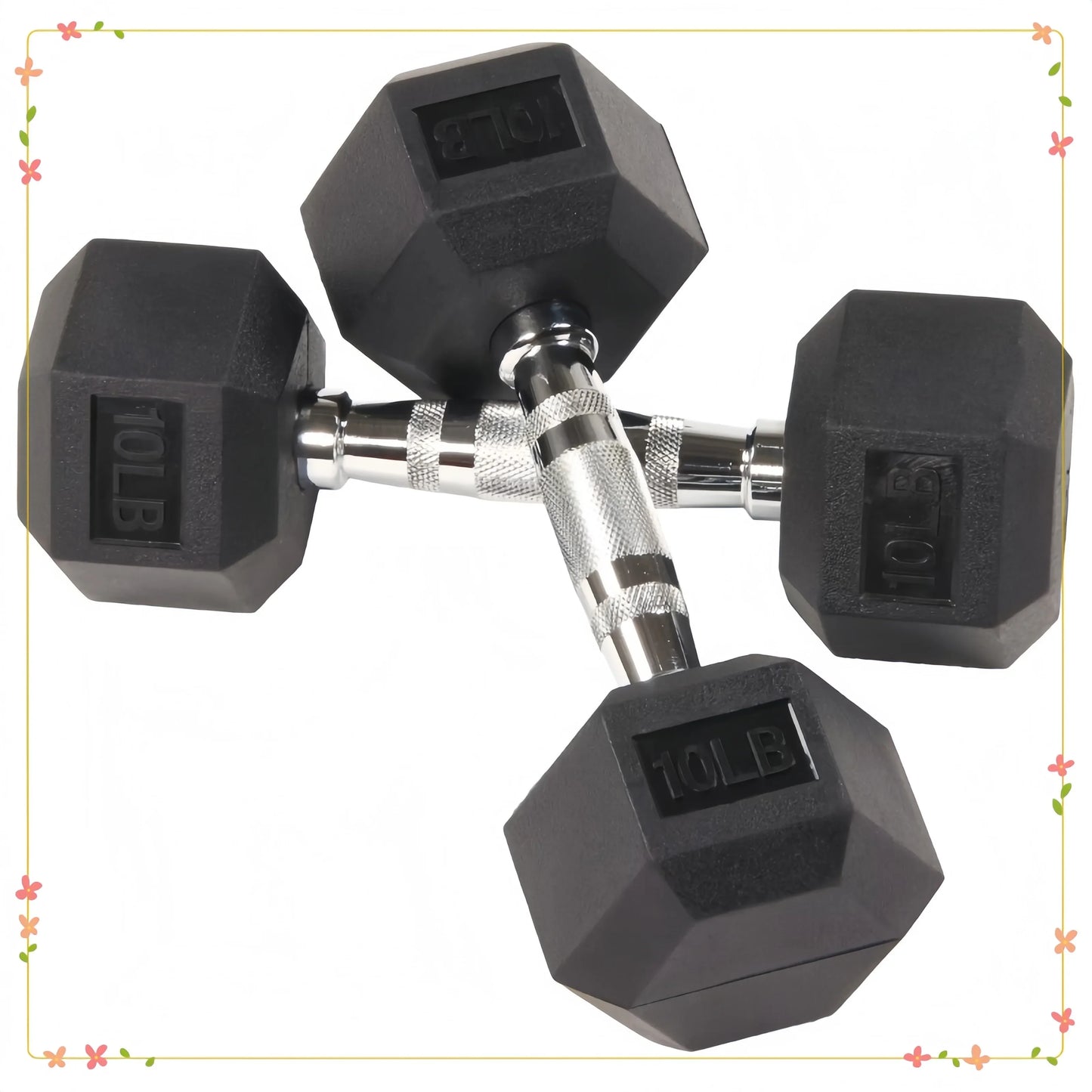 Rubber Encased Hex Dumbbells 10 Lb Pair For Strength Training