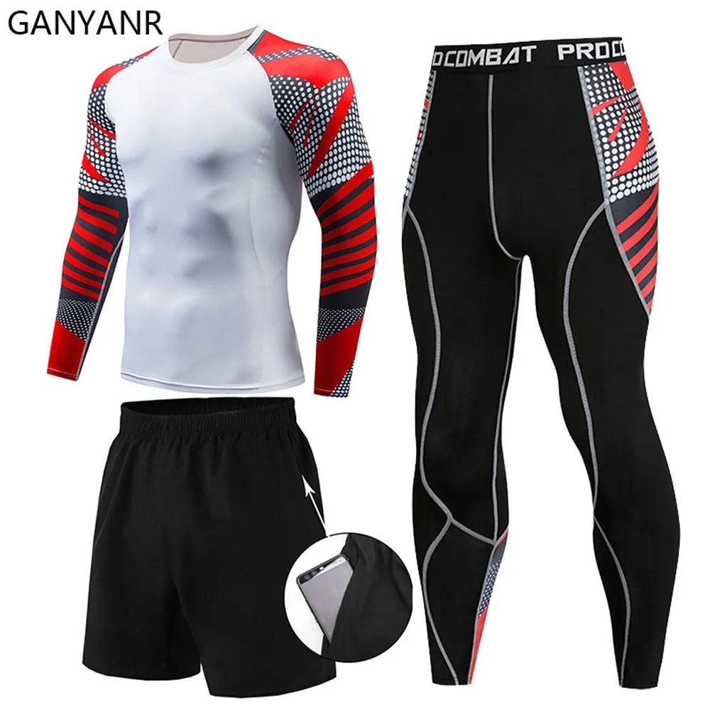 GANYANR Men Running Sets Sports Tracksuit For Fitness And Training