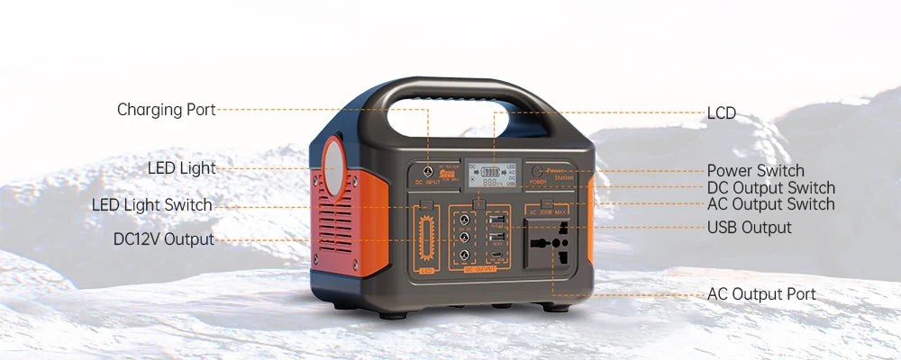 GaiaRay Portable Solar Generator 460.8Wh LiFePO4 Battery 110V