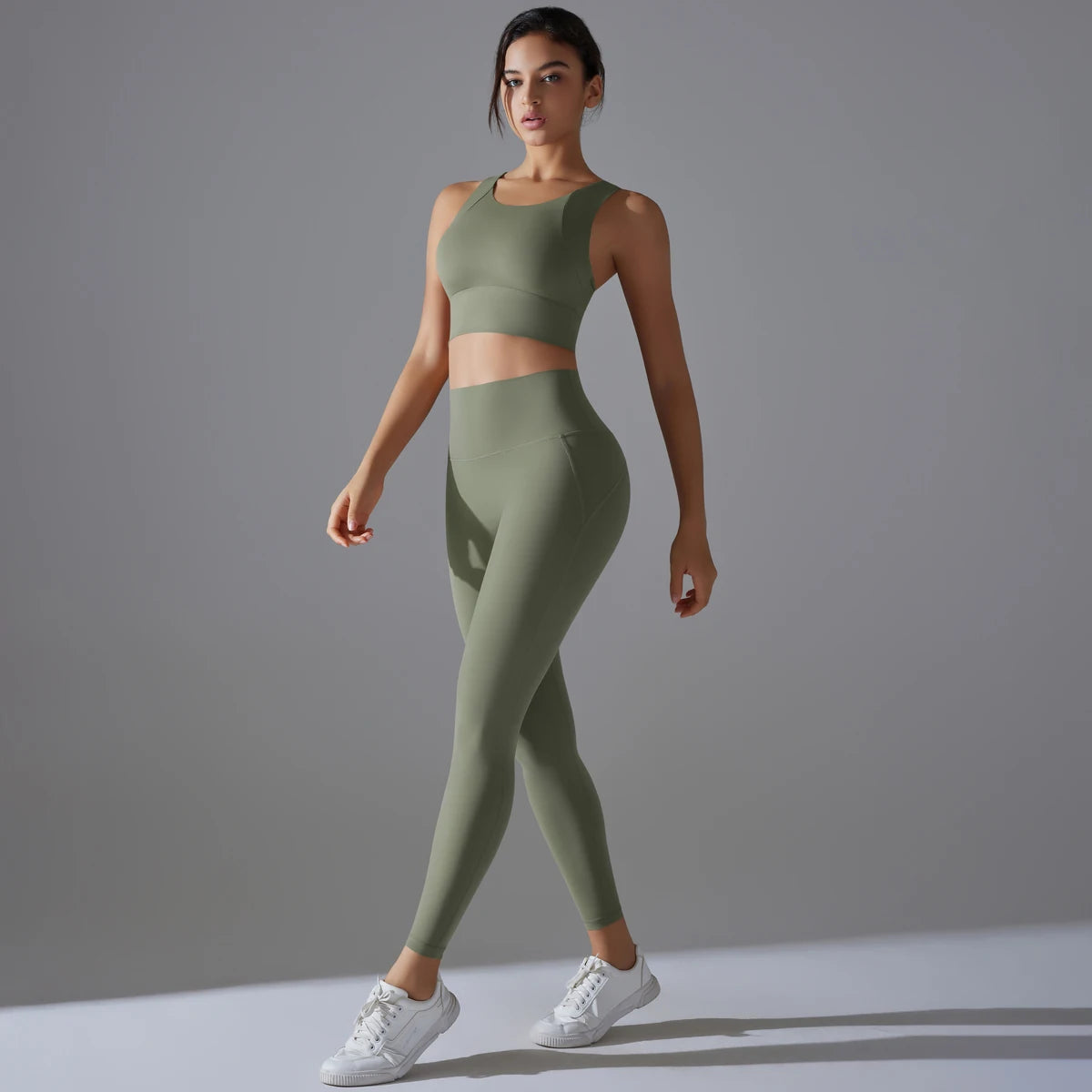 Yoga Set Women's Tracksuit Crop Top Shockproof Sports Bras Gym