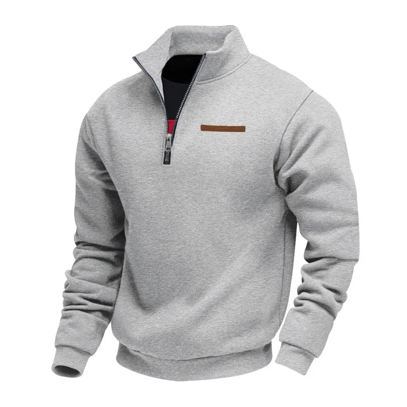 Men's Autumn Winter Heavy Fleece Hoodie Half Zip Stand Collar